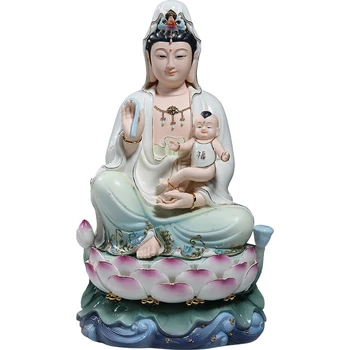 26 см до 42 см, Ръчно изработени Лотос Деца-Изпращане на Гуаньинь статуя на Буда поклонение Гуаньинь Буда, Бодхисатва, Зала керамични бижута