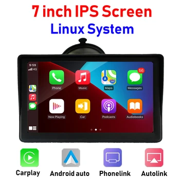 7-инчов Сензорен Екран Портативен Linux Монитор Безжична CarPlay Android Автоматична Мултимедийна Навигация HD 1080P Стерео HD Камера за Задно виждане
