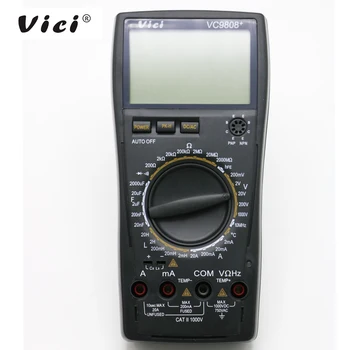 VICI VC9808 + LCD дисплей на цифров Мултицет Електрически Измерител на Индуктивност Веи Cap Freq Temp AC/DC Ohmmeter Тестер Индуктивност