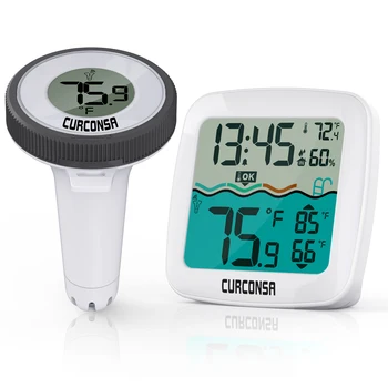 Плаващ термометър за басейна CURCONSA, Лесно Считываемый, Цифров Термометър за басейн с функция RCC, 3 канала, Дистанционно термометър за басейна Fl