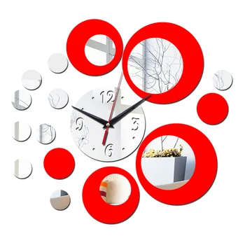  тези кварцови часовници стенни два цвята с 3d стикери за дома сам реколта огледално часовници Пасторални Акрилни специална оферта